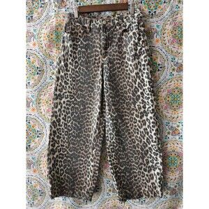 OAT New York Animal Print Wide-Leg Jeans Women's Size 4/27 Skater Y2K Comfort